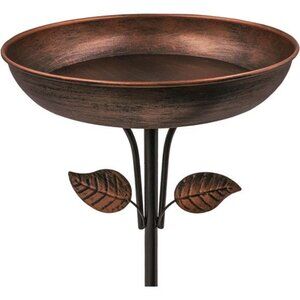 Metal Bird Bath for Outdoors, 12" Dia Bowl with Stable Upgrades Stake Birdbaths